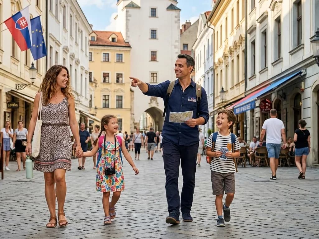 A family exploring a new city together