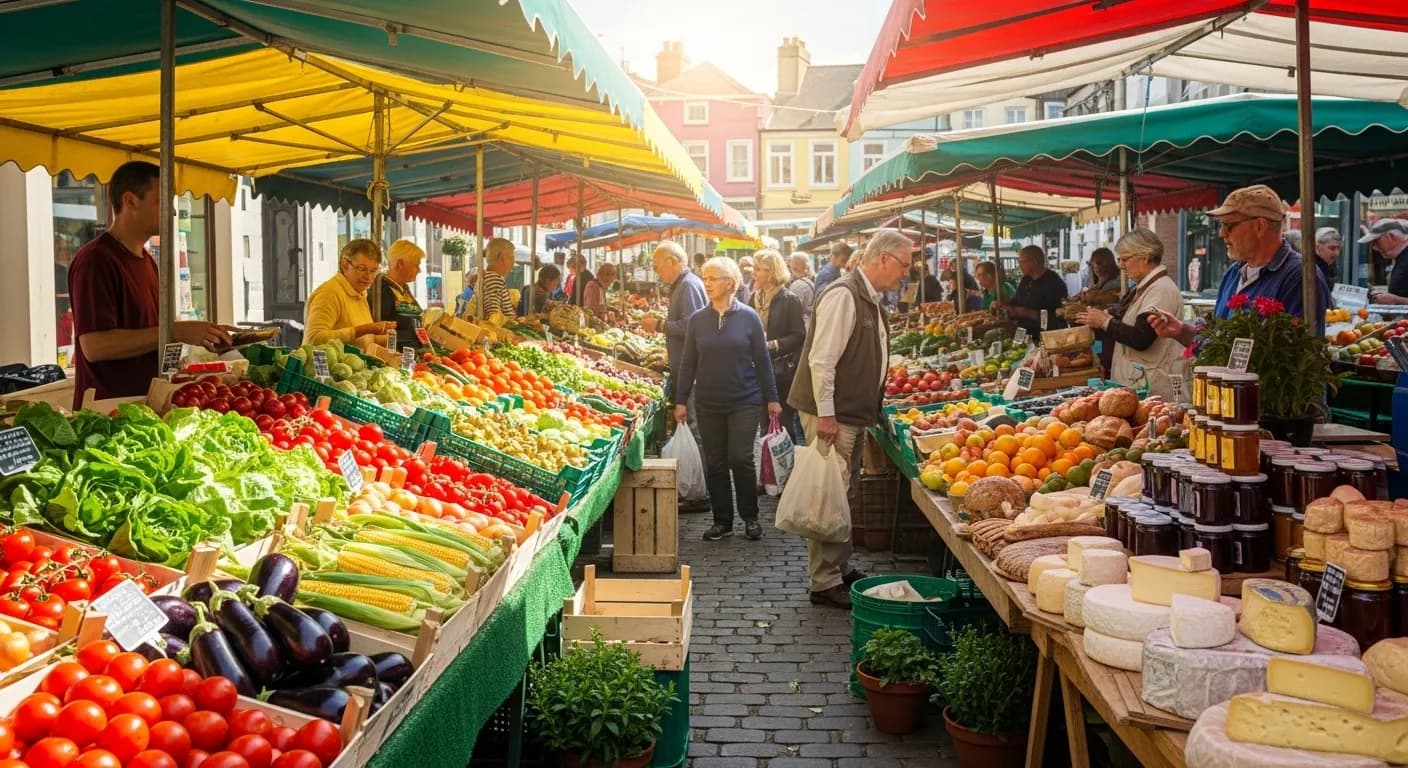 Fresh produce and local ingredients at a vibrant outdoor market